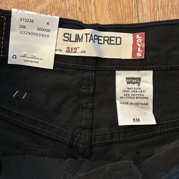 NWT Levi’s 512 black slim tapered jeans size 6 - Picture 3 of 9